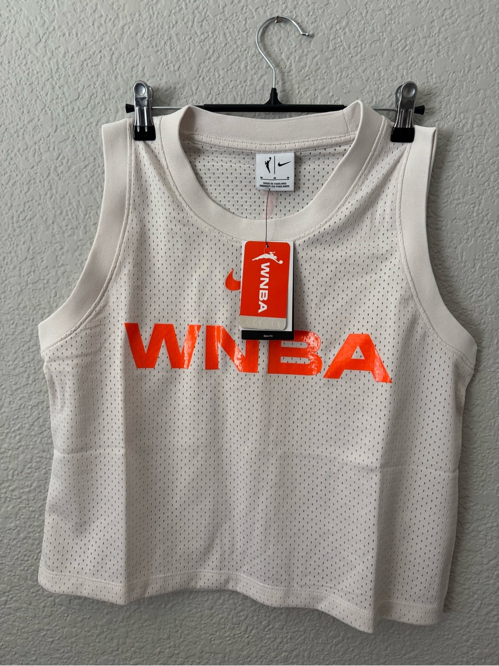 Nike Cream Mesh WNBA Tank with Orange Accents